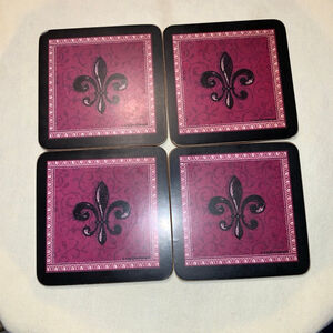 Kay Dee Designs Bar Accessories One Size Black plum Fleur de Lis Coasters